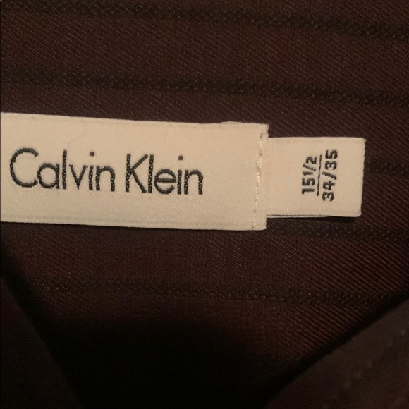 Men’s Calvin Klein Burgundy w/Stripe Button-down Shirt 15-1/2, 34/35 - Picture 2 of 11